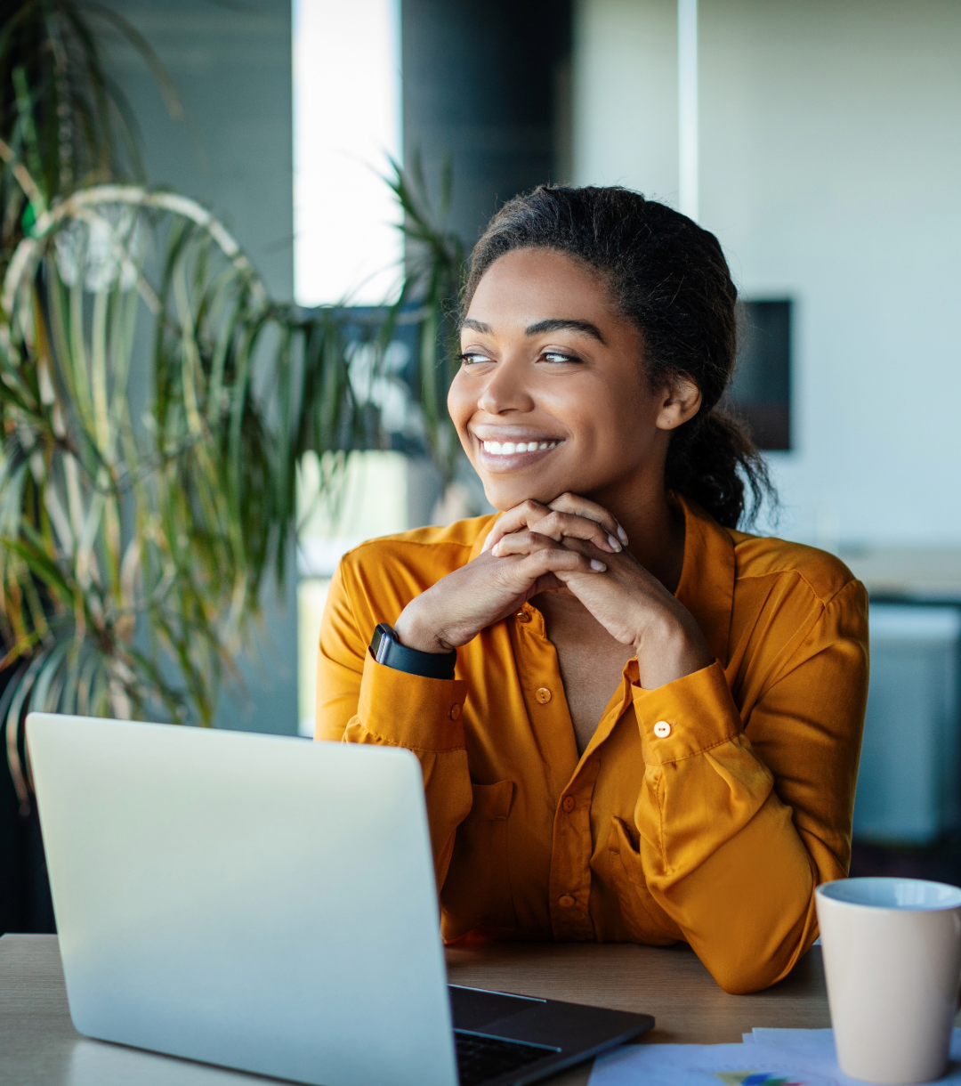 african businesswoman sitting